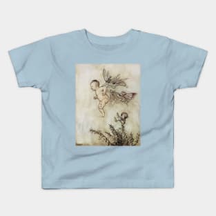 Fairies Teaching Peter to Fly - Peter Pan in Kensington Gardens - Arthur Rackham Kids T-Shirt